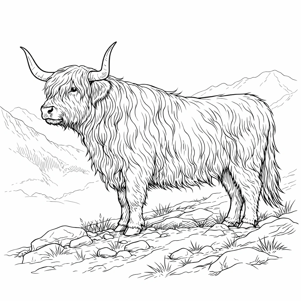 Highland Cow Coloring Page