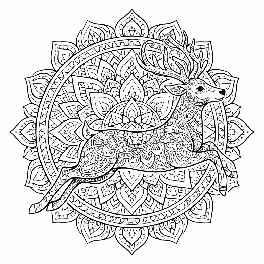 Deer Mandala Coloring Page 5