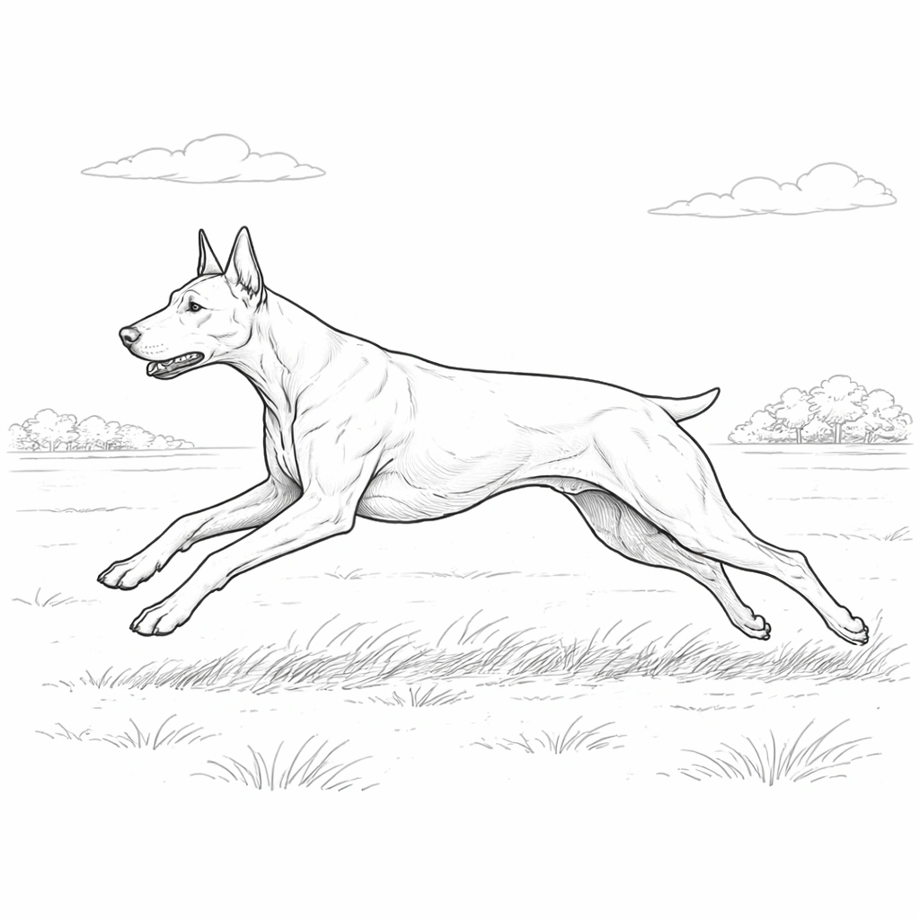Running Doberman Dog Coloring Page