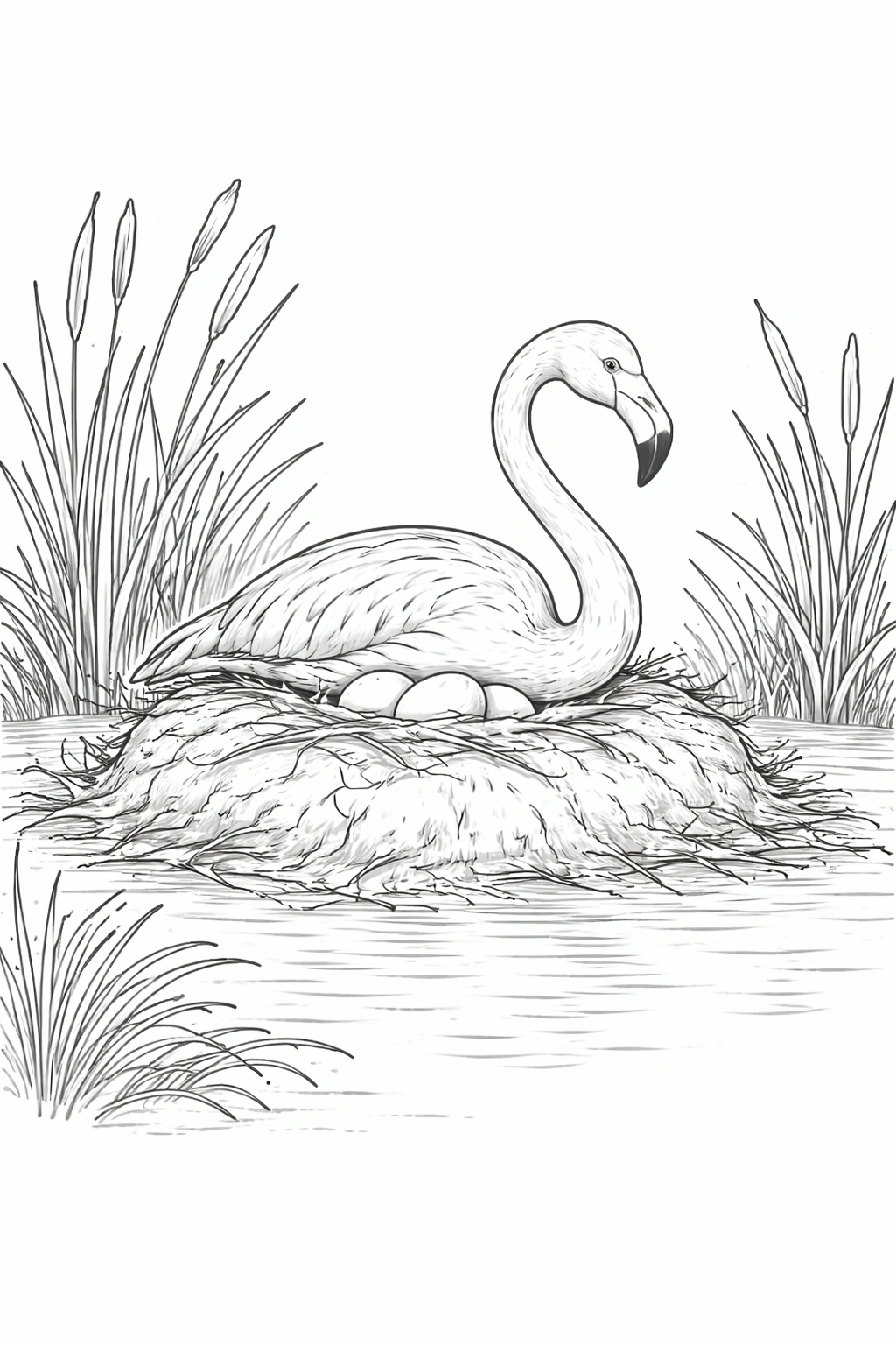 Resting Flamingo Coloring Page