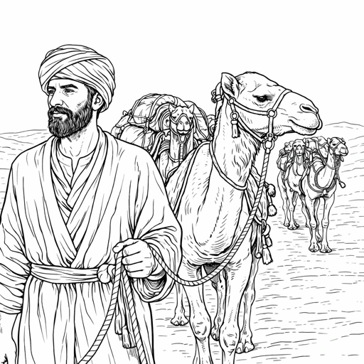 Camel Caravan Portrait Coloring Page
