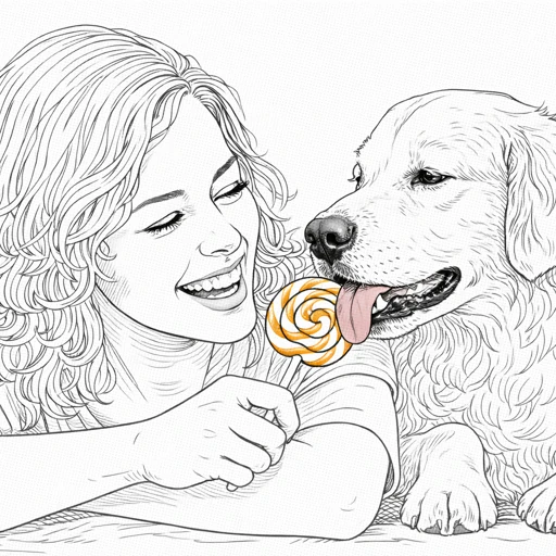 Woman with Dog and Parrot Coloring Page