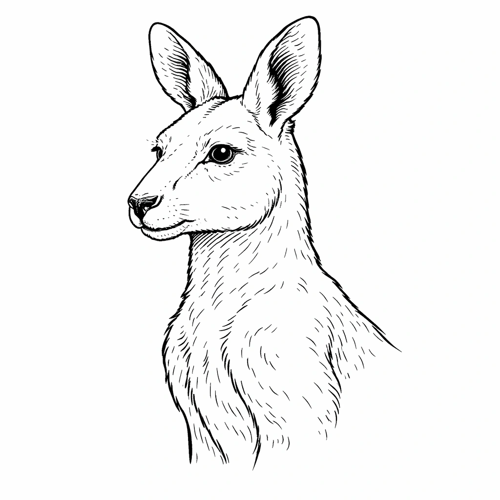 Kangaroo Face Coloring Page