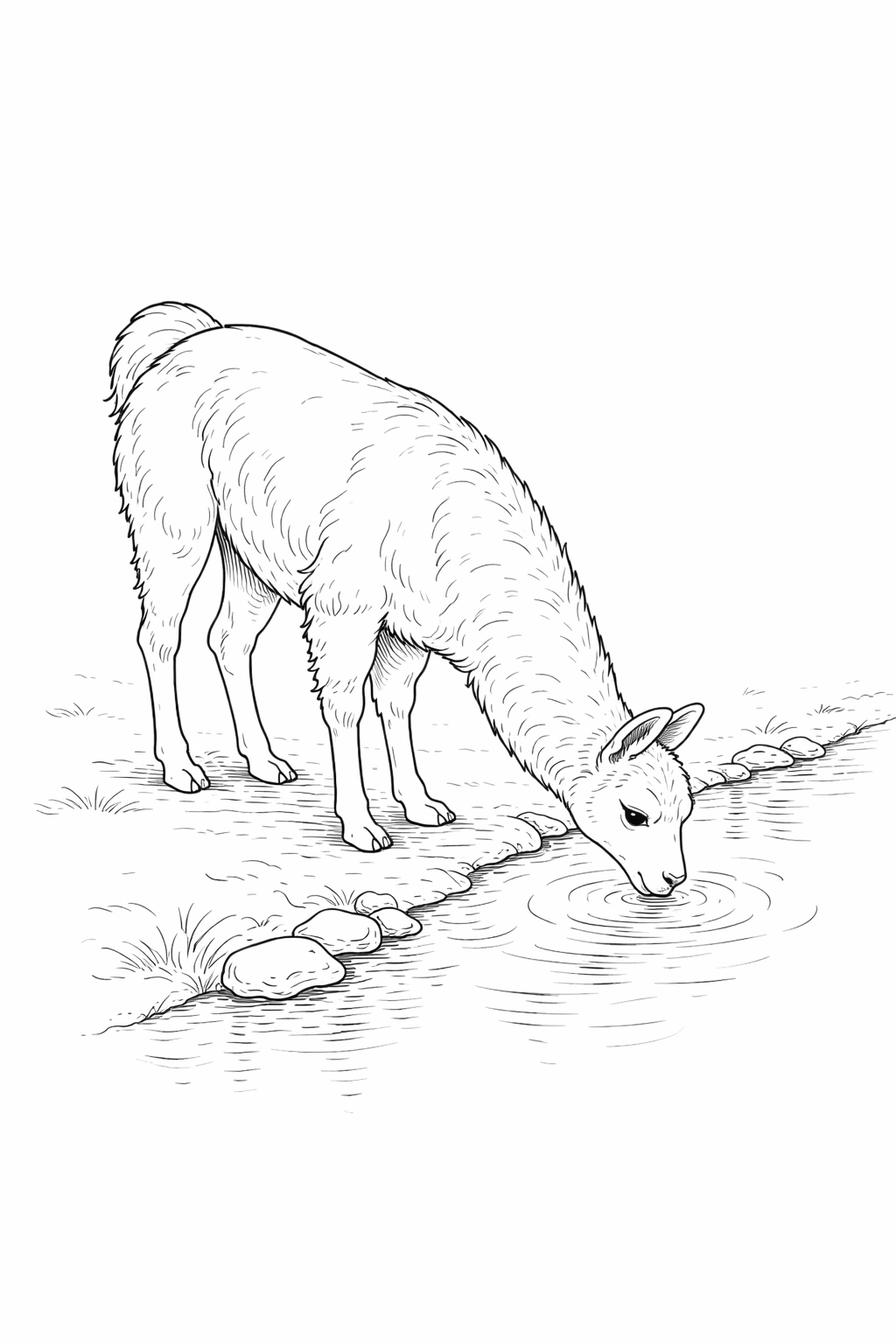 Grazing Llama Coloring Page