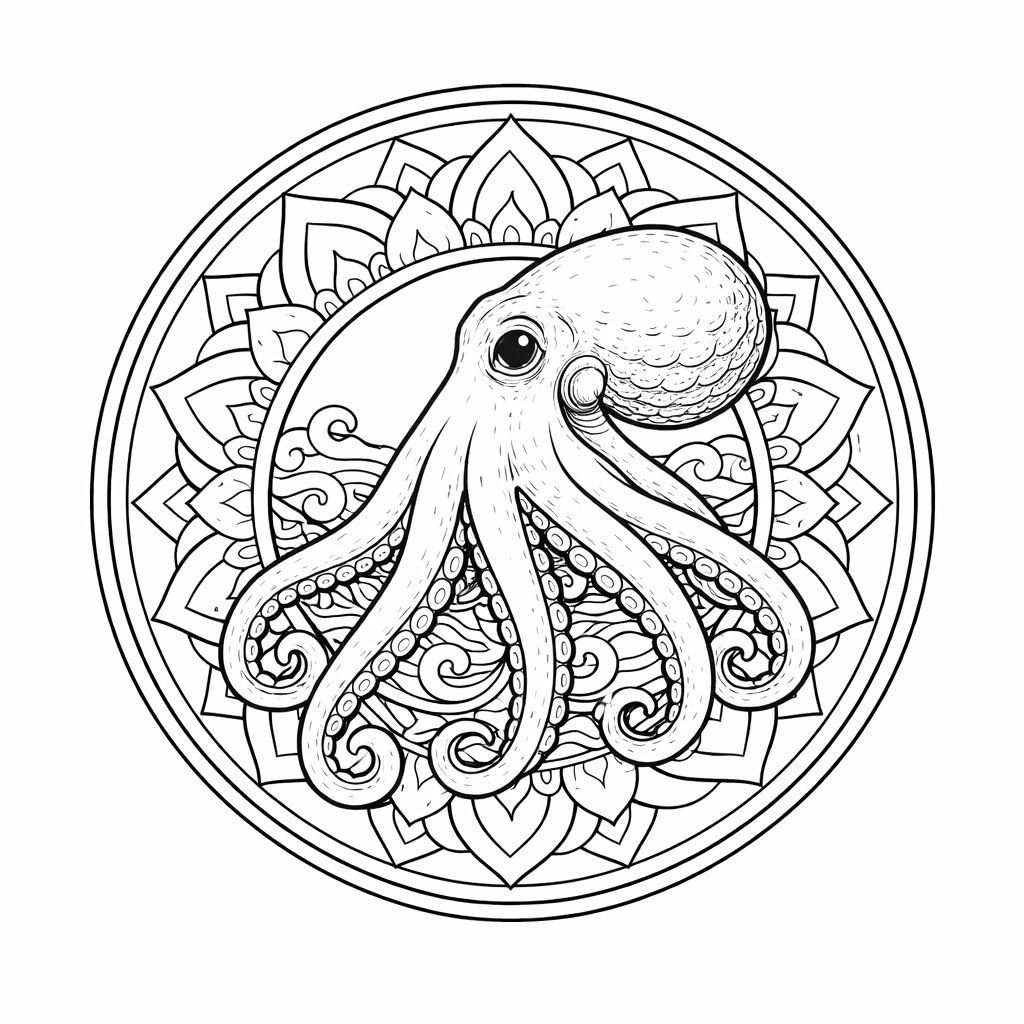 Octopus Mandala Coloring Image 9