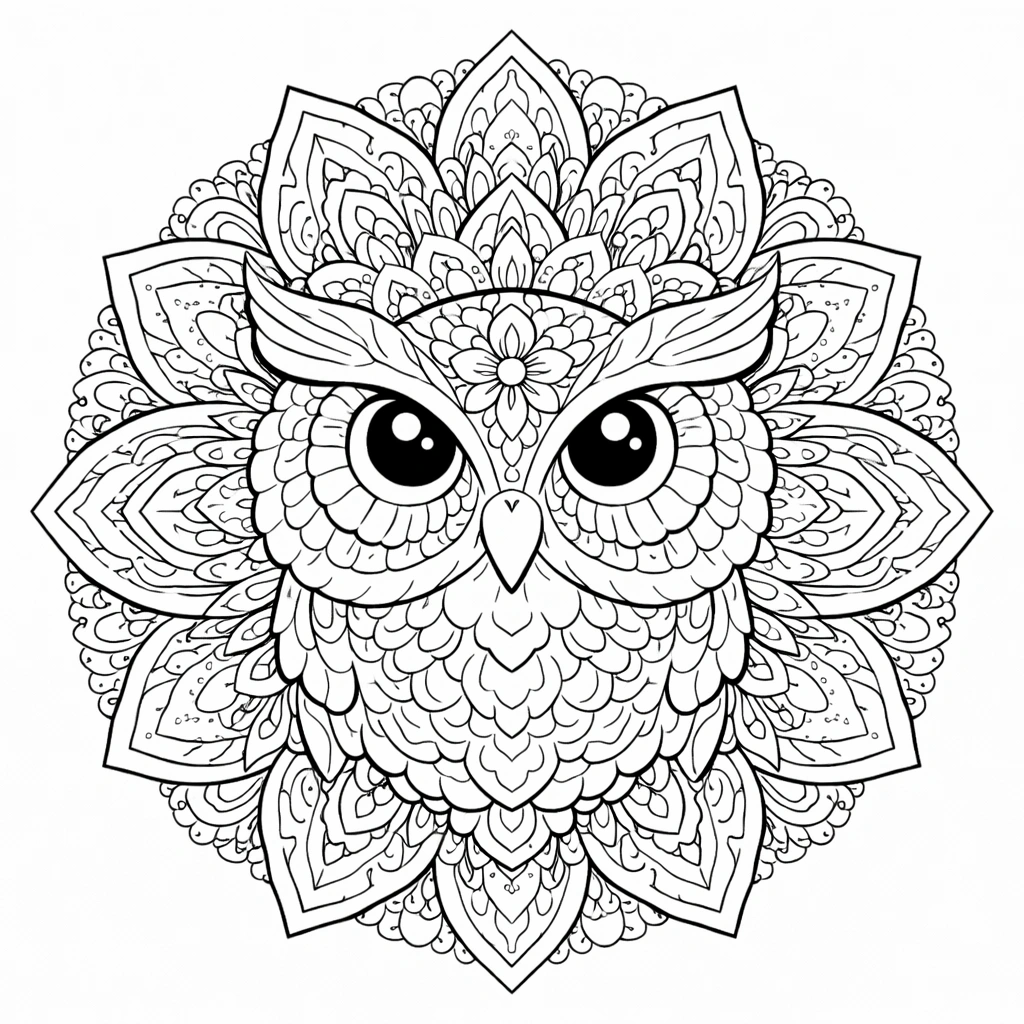 Owl Mandala Coloring Image 1
