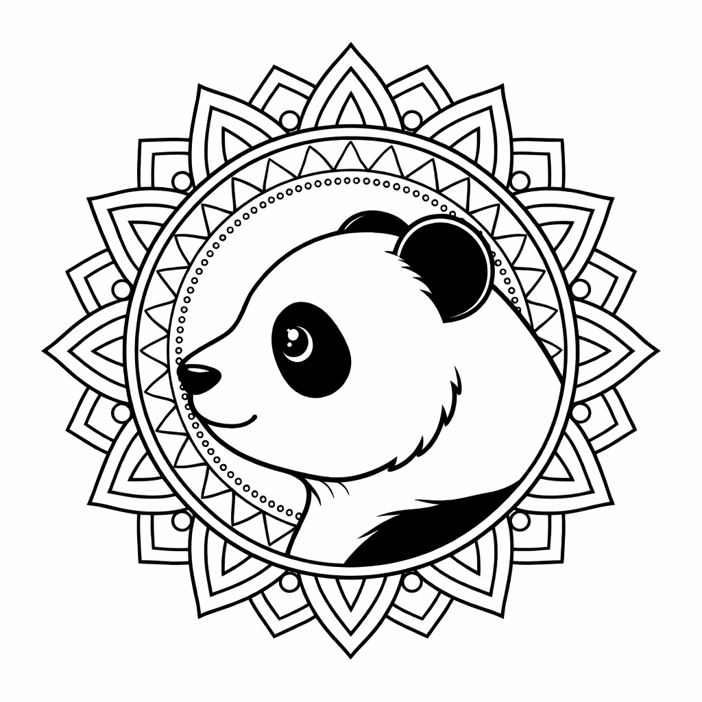 Panda Mandala Coloring Image 8