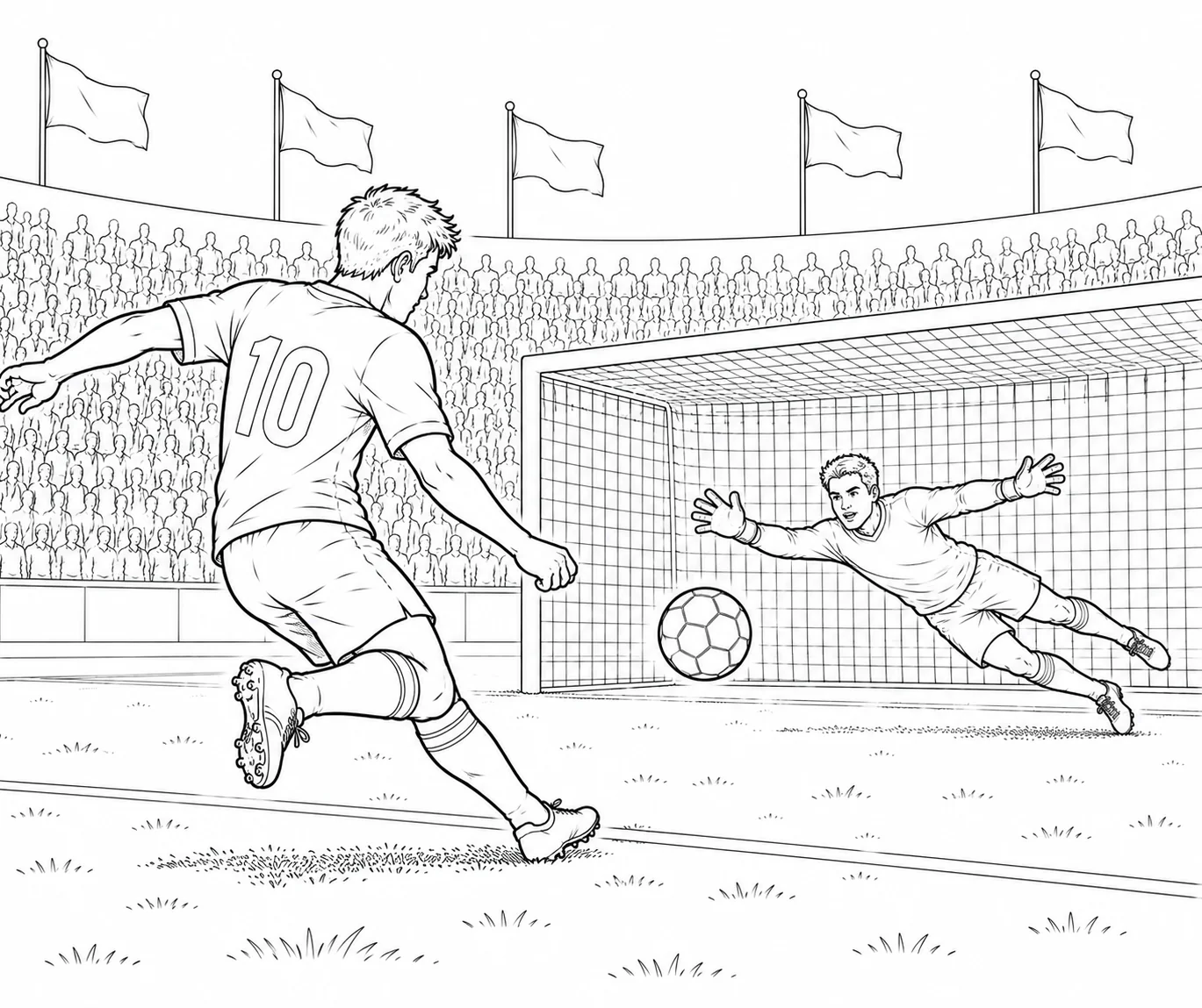 Soccer Penalty Shot Coloring Page
