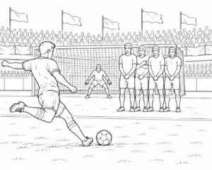 Free Kick Soccer Coloring Page
