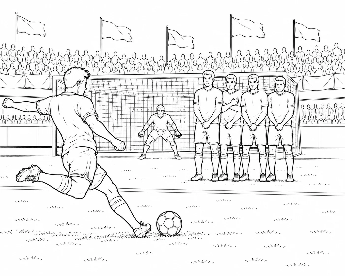Free Kick Soccer Coloring Page