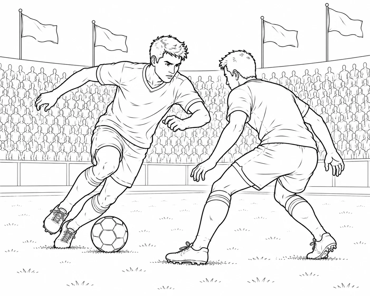 One-on-One Soccer Duel Coloring Page