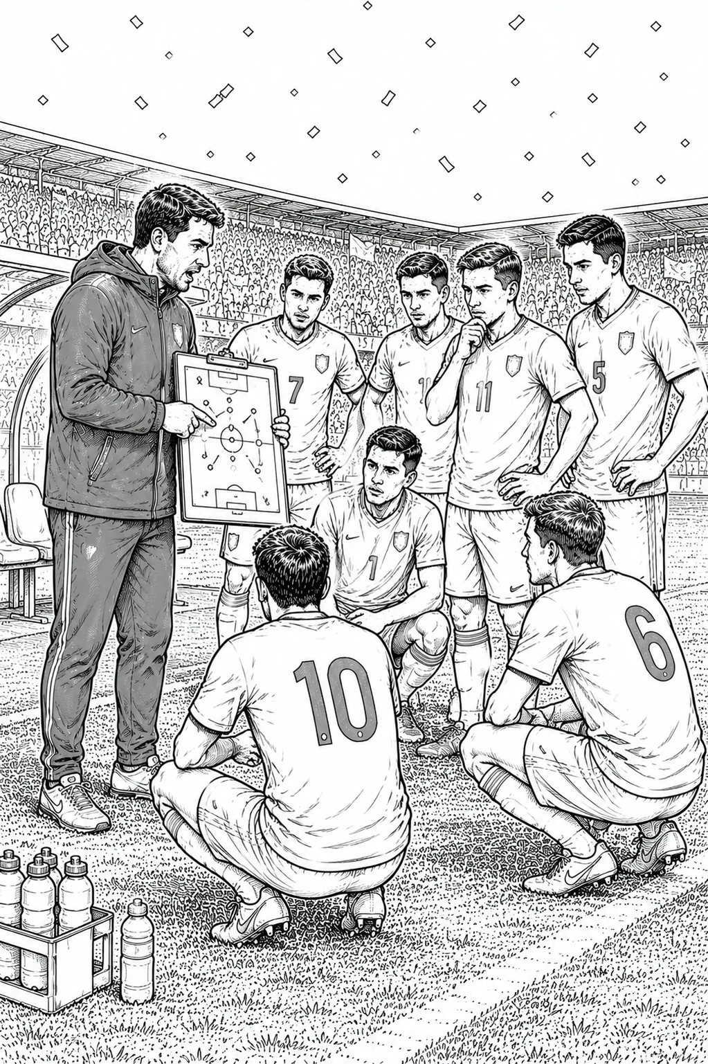 Soccer Team Tactics Coloring Page
