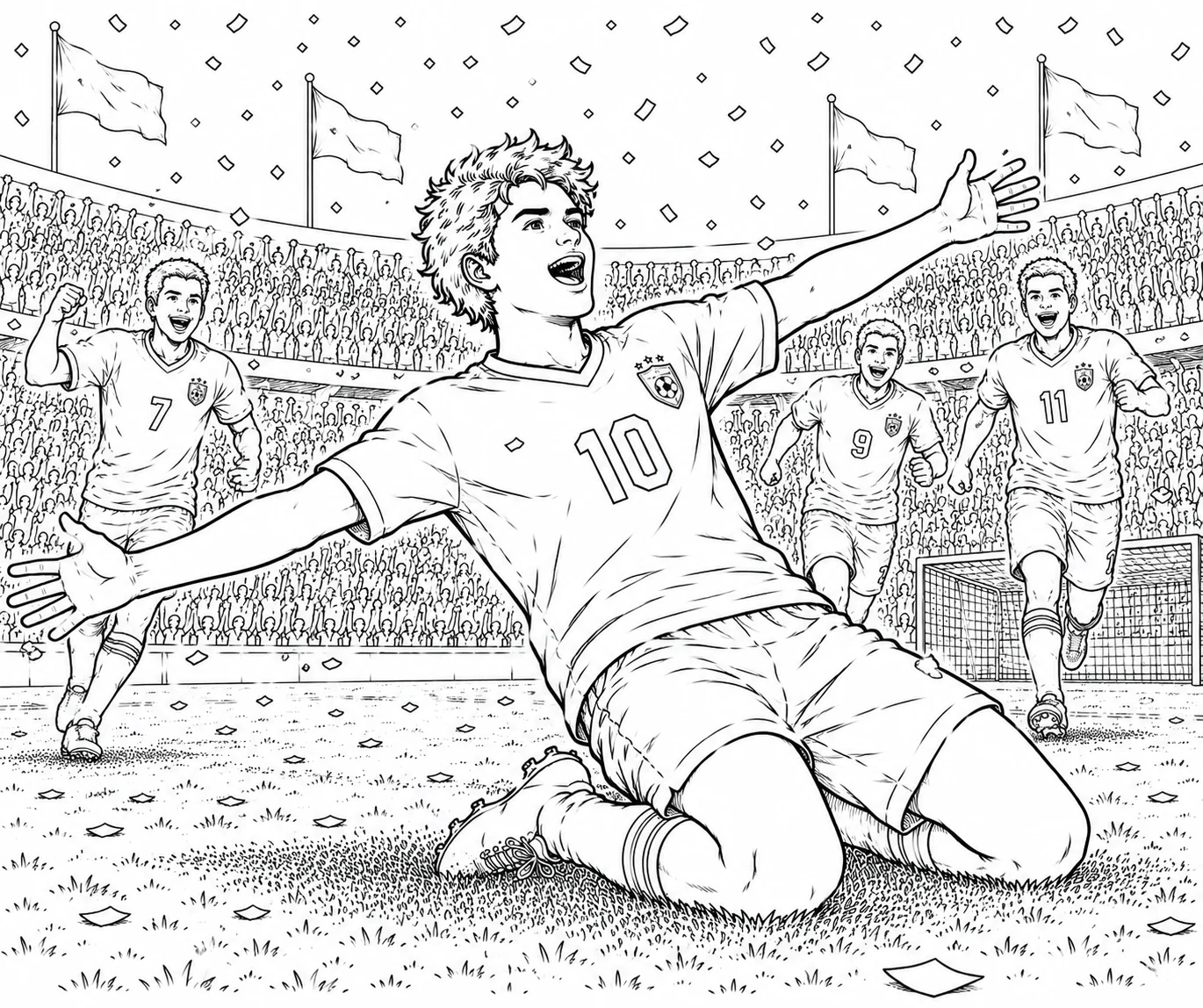 Soccer Victory Stadium Lights Coloring Page