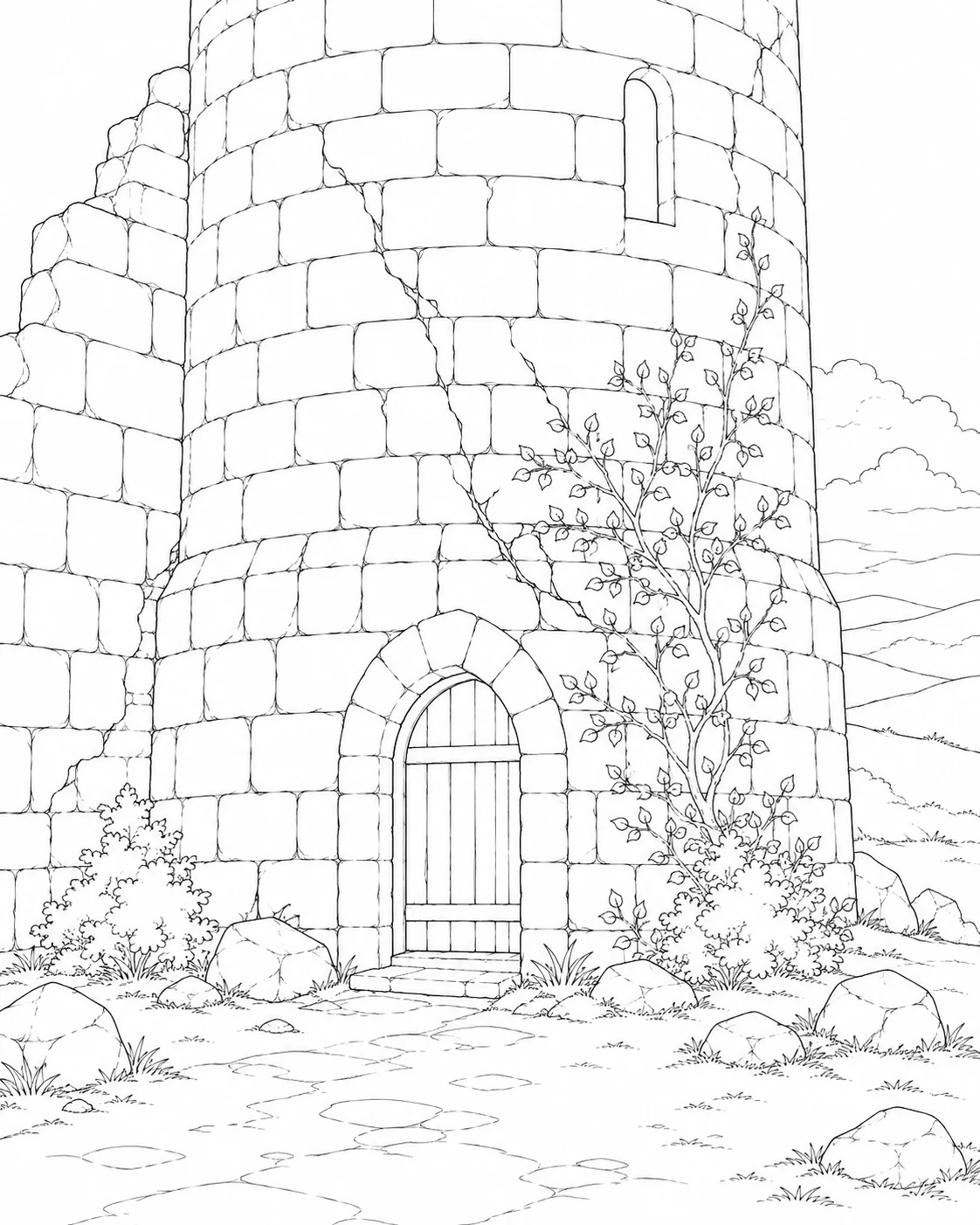 Arched Ancient Ruins Coloring Page