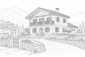 Beach Cottage Scene 462 Coloring Page