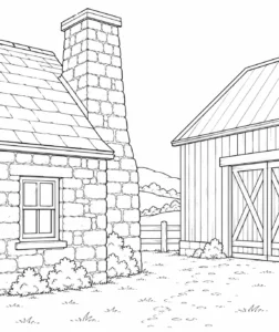 Blooming Giant Tree Stump House Coloring Page