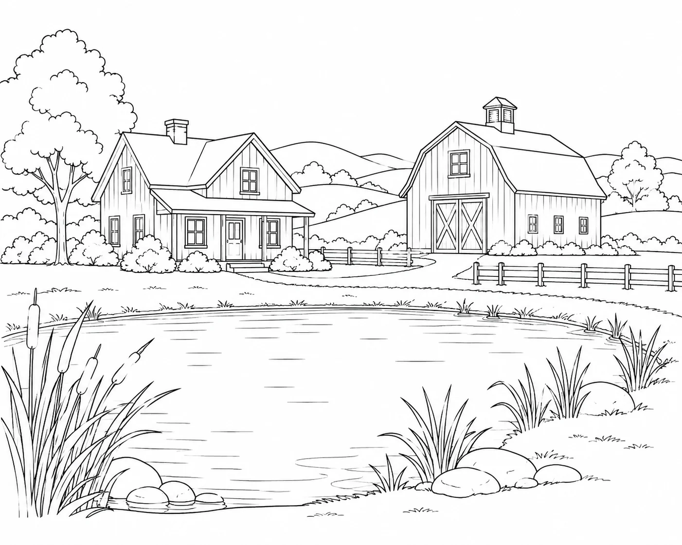 Bridge View Giant Tree Stump House Coloring Page