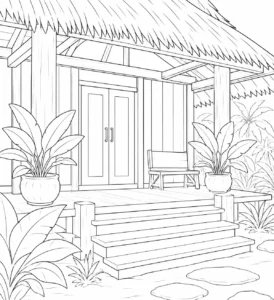 Bridge View Safari Hut Coloring Page