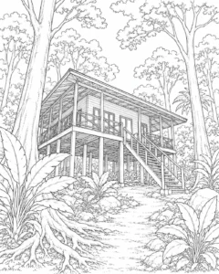 Canyon View Safari Hut Coloring Page
