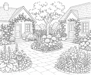 Canyon View Secret Garden House Coloring Page