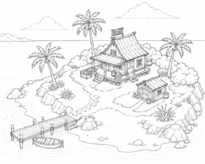 Canyon View Shell House by the Sea Coloring Page