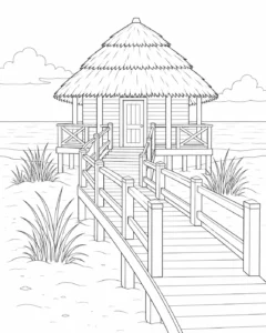 Charming Beach Hut Coloring Page
