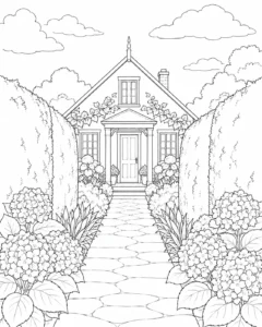 Charming Japanese Garden Bridge Coloring Page