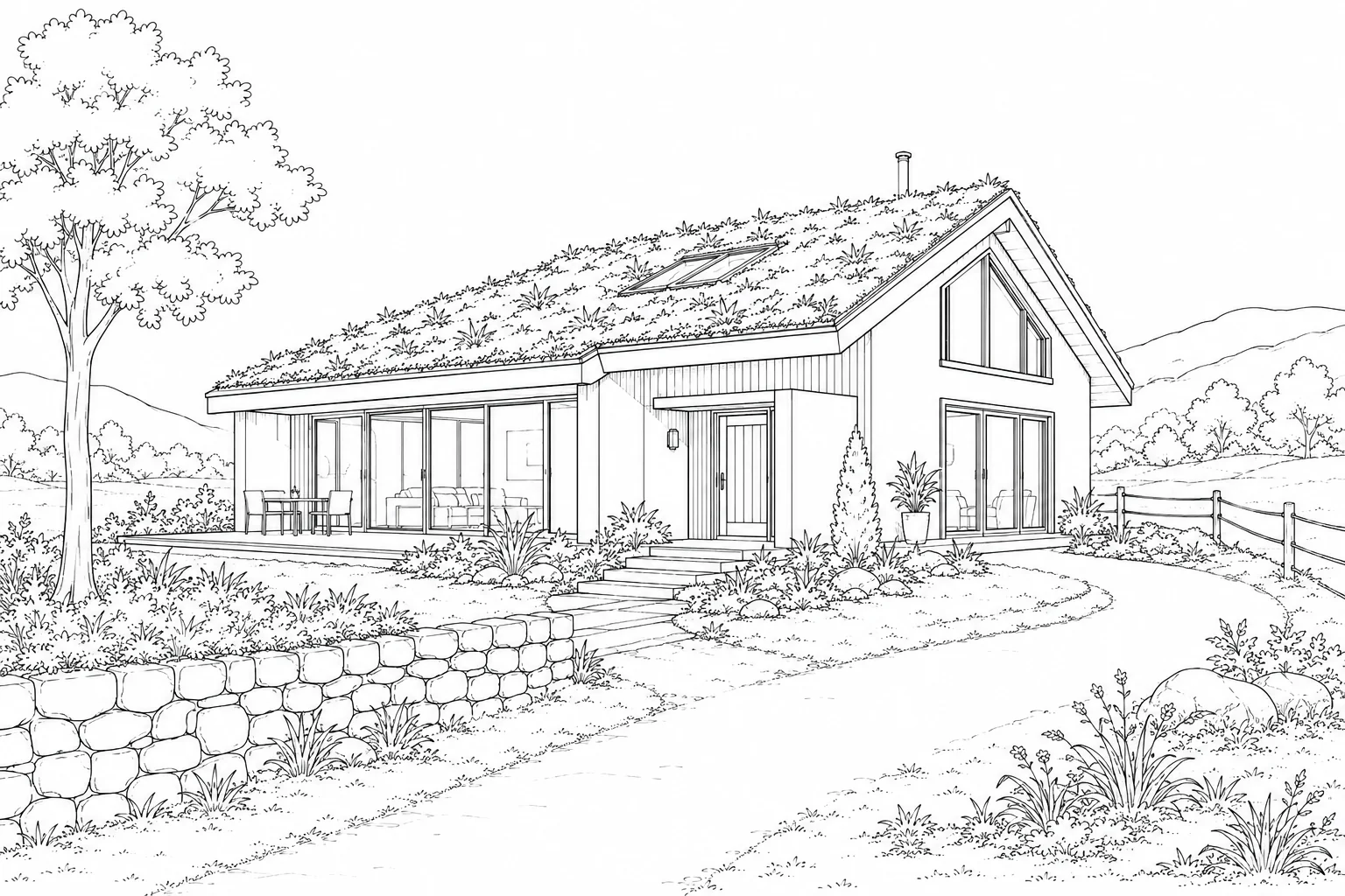 Classic Manor Home Scene 632 Coloring Page