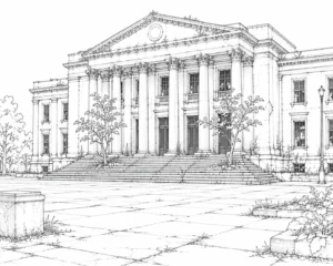 Classical Temple Building Coloring Page