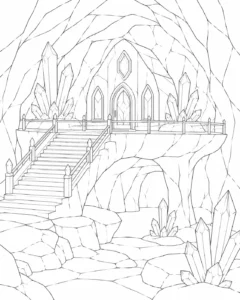 Cliffside Japanese Garden Tea House Coloring Page