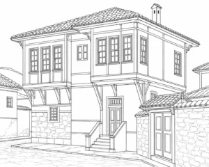 Corner Street House Coloring Page