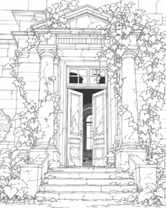 Decorative Garden Door Coloring Page