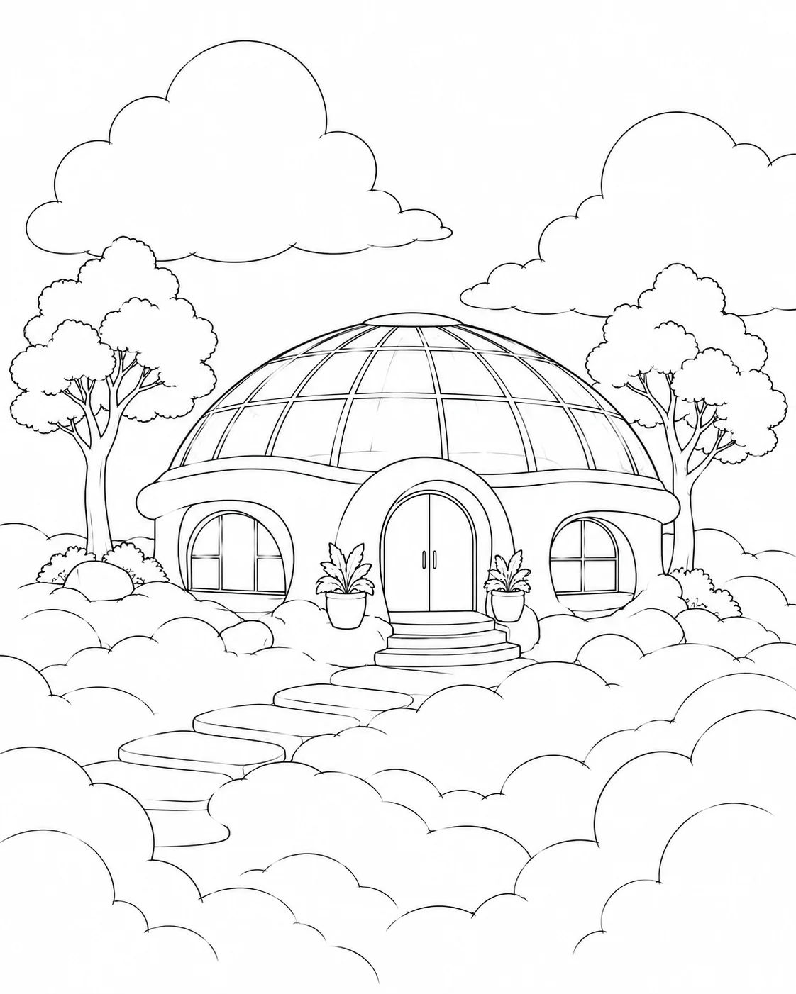 Detailed Ancient Ruins Coloring Page
