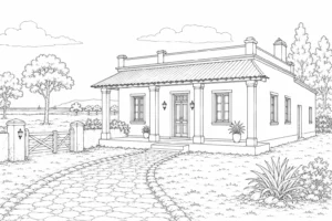 European Townhouse Scene 361 Coloring Page