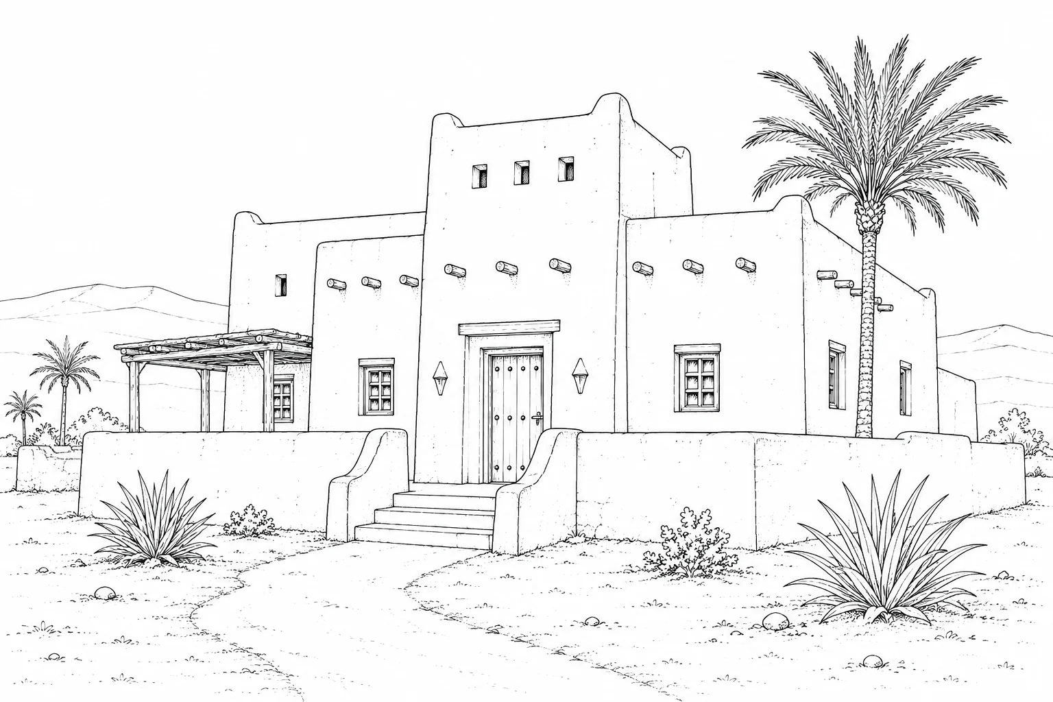 European Townhouse Scene 457 Coloring Page