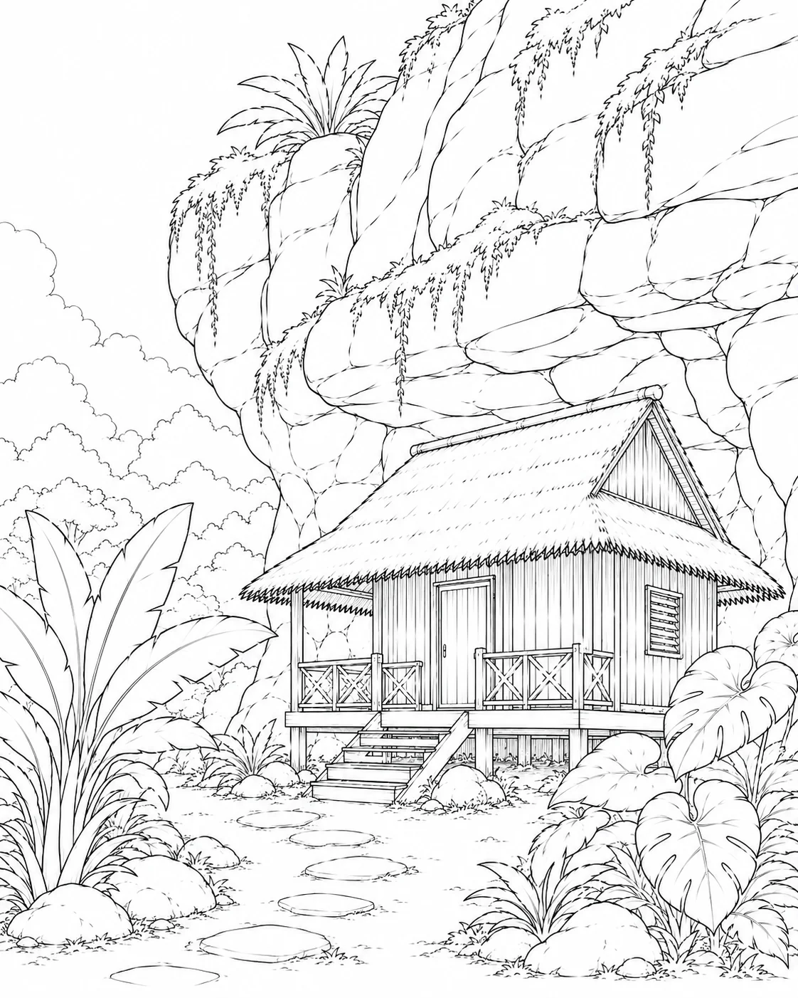 Farmyard Safari Hut Coloring Page