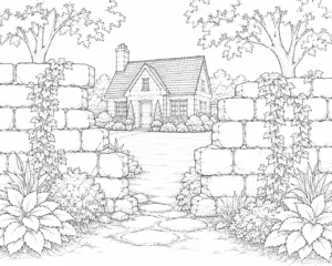 Flower Covered Blooming Garden House Coloring Page