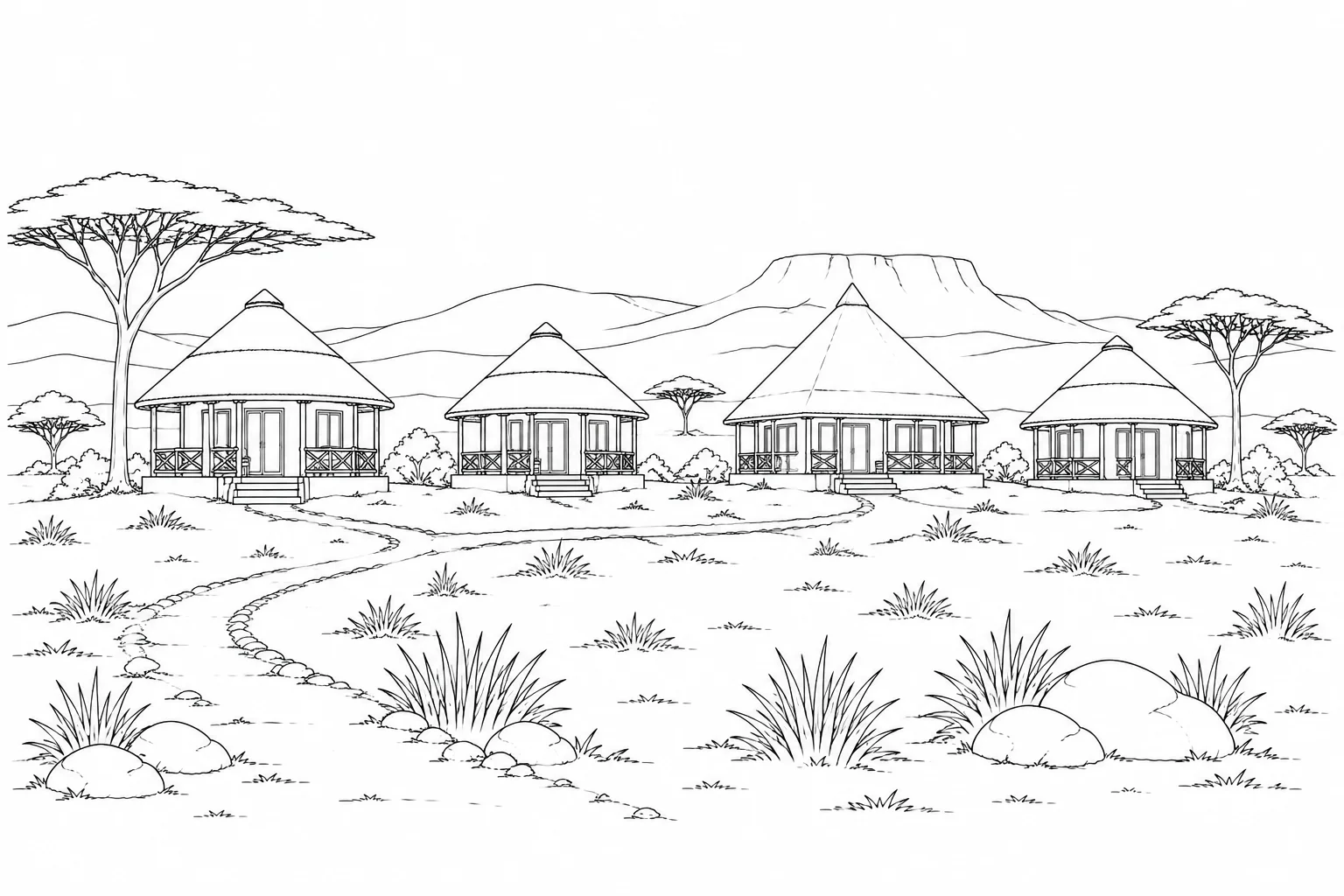 Flower Covered Tropical Rainforest Hut Coloring Page