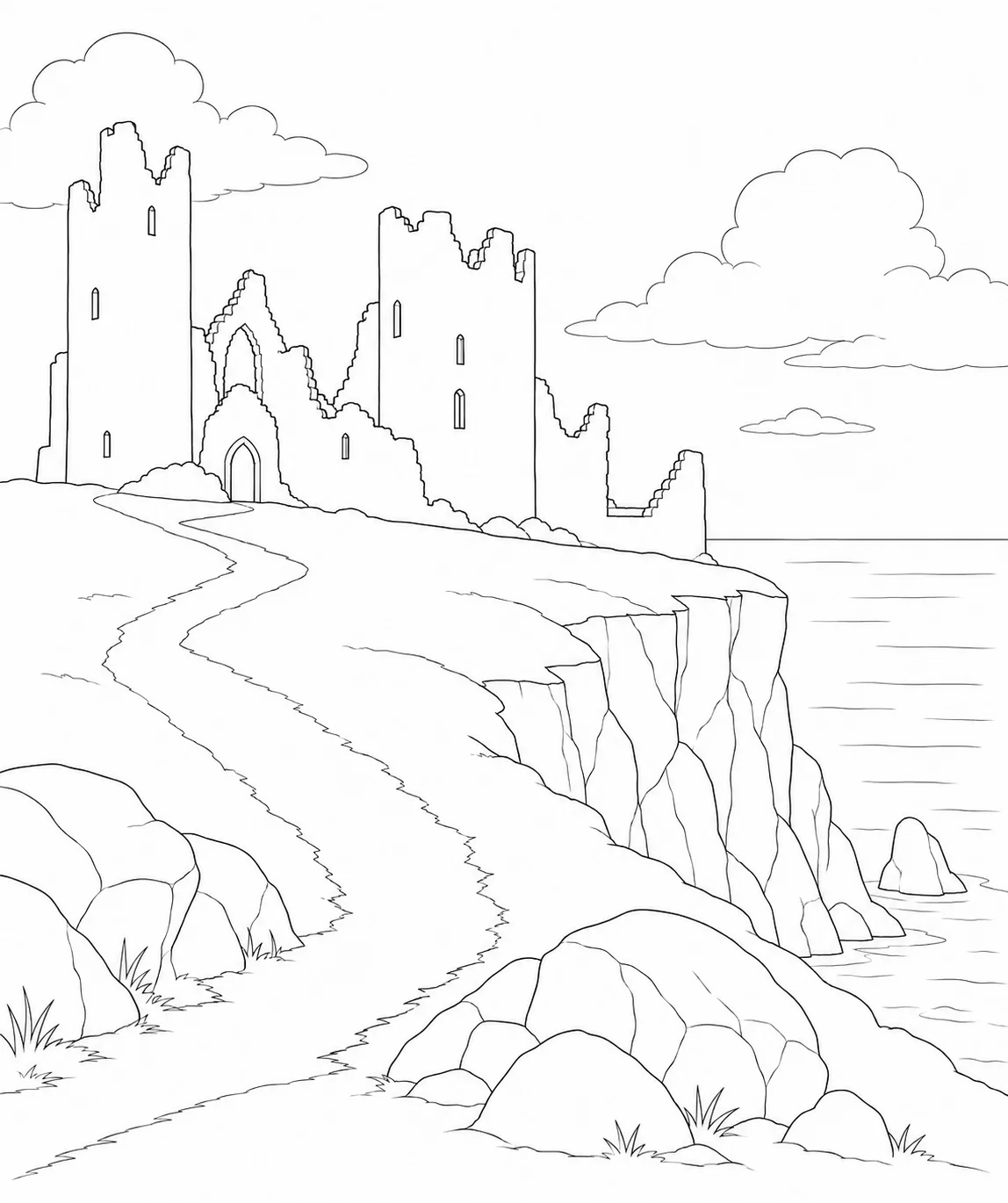 Garden Ancient Ruins Coloring Page