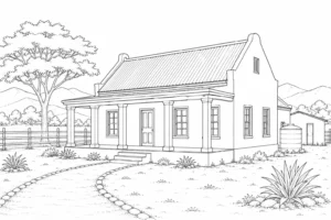 Garden Bungalow Scene 493 Coloring Page