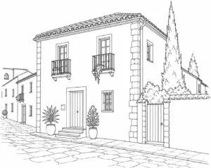 Garden Bungalow Scene 565 Coloring Page