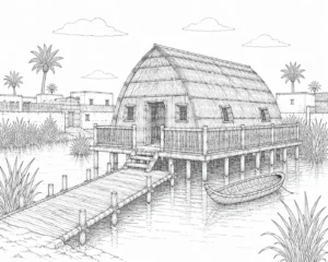 Garden Bungalow Scene 660 Coloring Page