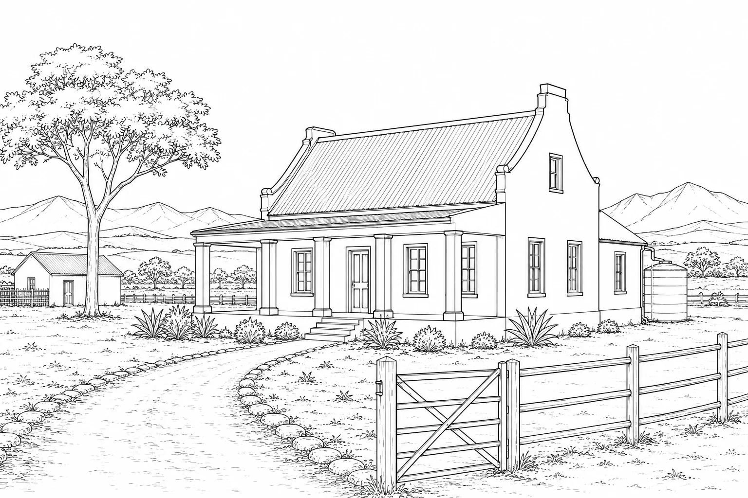 Garden Cottage Scene 494 Coloring Page