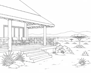 Garden Tropical Rainforest Hut Coloring Page