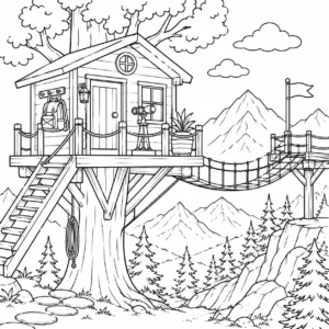 High Bridge Treehouse Coloring Page