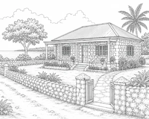 Hill Country House Scene 540 Coloring Page
