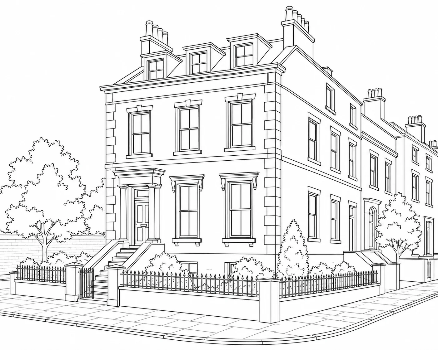 Hill Country House Scene 611 Coloring Page