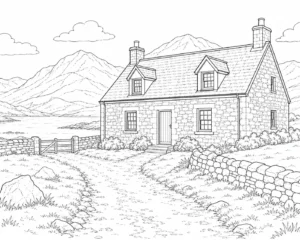 Hill Country House Scene 635 Coloring Page