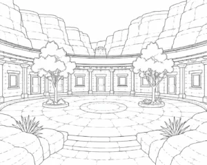 Island Cliffside Canyon Home Coloring Page