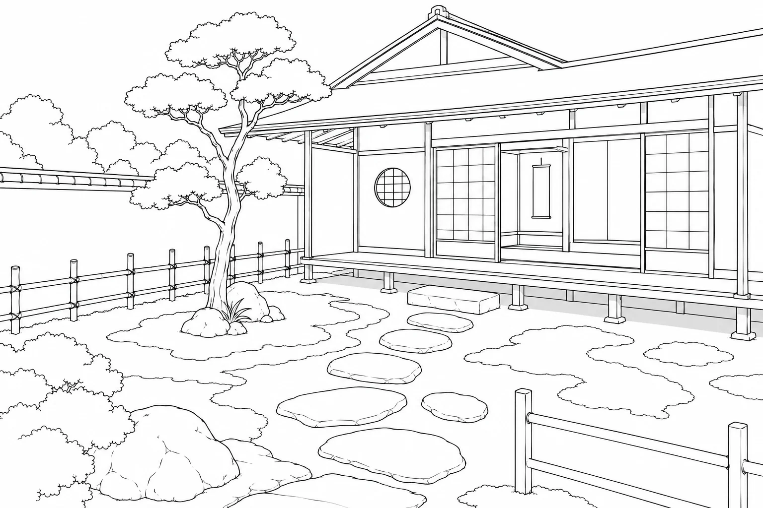 Island Garden Tea House Coloring Page